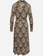 by swan Rochie Cămașă Negru-Bej Ornată cu Model Ornamental Mesilie