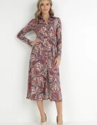 by swan Rochie-cămașă Roșie cu curea legată Jelan