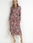 by swan Rochie-cămașă Roșie cu curea legată Jelan