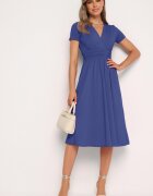 by swan Rochie Cambrată Albastră cu Decolteu Petrecut Quimadea