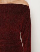by swan Rochie Cambrată Bordeaux cu Viscoză pe Un Umăr Nialinda