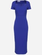 by swan Rochie Cambrată De Cocktail Albastră cu Viscoză și Fentă la Spate Castorea