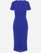 by swan Rochie Cambrată De Cocktail Albastră cu Viscoză și Fentă la Spate Castorea