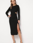 by swan Rochie Cambrată Neagră cu Decupaje în Talie și Șliț la Bază Larnnie
