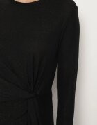 by swan Rochie Cambrată Negru cu Viscoză Decorată cu Fir Metalic și Nod Ninnovia