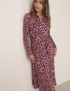 by swan Rochie Cambrată Roșu-Albă Maxi cu Centură Textilă cu Imprimeu Geometric Filint