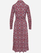 by swan Rochie Cambrată Roșu-Albă Maxi cu Centură Textilă cu Imprimeu Geometric Filint
