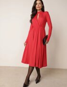 by swan Rochie Cloche Roșie cu Decupaj Decorativ și Umeri Întăriți Rivfedi