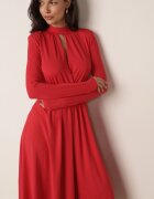 by swan Rochie Cloche Roșie cu Decupaj Decorativ și Umeri Întăriți Rivfedi