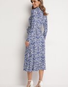 by swan Rochie Cloș Albastru-Alb Midi stil cămașă cu model decorativ Liovia