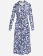 by swan Rochie Cloș Albastru-Alb Midi stil cămașă cu model decorativ Liovia