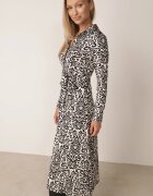 by swan Rochie Cloș Negru-Alb Midi Cu croială tip cămașă Cu model decorativ Liovia
