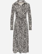 by swan Rochie Cloș Negru-Alb Midi Cu croială tip cămașă Cu model decorativ Liovia