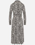 by swan Rochie Cloș Negru-Alb Midi Cu croială tip cămașă Cu model decorativ Liovia