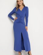 by swan Rochie Elegantă Albastră Petrecută Decorată cu Drapaje Zainara
