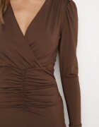 by swan Rochie Elegantă Maro Tip Plic Decorată cu Drapaje Zainara