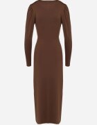 by swan Rochie Elegantă Maro Tip Plic Decorată cu Drapaje Zainara