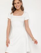 by swan Rochie Evazată Albă cu Viscoză și Decolteu Pătrat Milirella