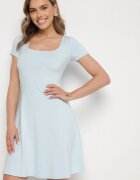 by swan Rochie evazată albastru deschis cu Viscoză și Decolteu Pătrat Milirella