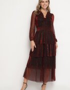 by swan Rochie Grena Evazată Decorată cu fir metalic cu volane Wetarvia
