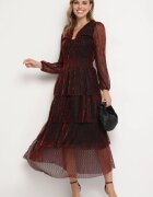 by swan Rochie Grena Evazată Decorată cu fir metalic cu volane Wetarvia
