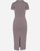 by swan Rochie Gri Mulată Bodycon cu Decolteu în V Efricene