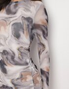 by swan Rochie Gri Mulată din Plasă cu Model Lucios Tie-Dye Ninelwena