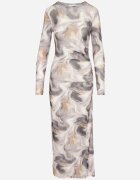 by swan Rochie Gri Mulată din Plasă cu Model Lucios Tie-Dye Ninelwena