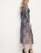 by swan Rochie Gri Transparentă cu Viscoză guler semi-golf și jupă Vertilena