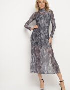by swan Rochie Gri Transparentă cu Viscoză guler semi-golf și jupă Vertilena