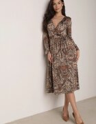 by swan Rochie Maro-Bej cu Elastic în Talie și cu Model Paisley Faendra