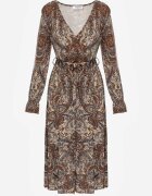 by swan Rochie Maro-Bej cu Elastic în Talie și cu Model Paisley Faendra