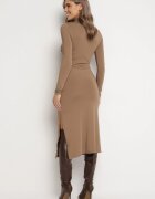 by swan Rochie Maro Cambrată Midi cu Guler semi-înalt și Drapaj Abigiana