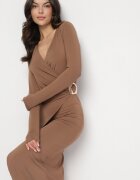 by swan Rochie Maro Cintrată cu Decolteu Plic și Aplicație Metalică Ninolira