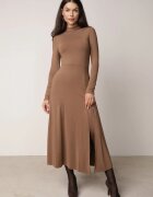 by swan Rochie Maro cu Guler tip Golf Cambrată cu Șliț pe Lateral Sailea