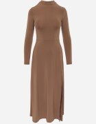 by swan Rochie Maro cu Guler tip Golf Cambrată cu Șliț pe Lateral Sailea