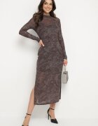 by swan Rochie Maro din plasă cu viscoză mulată cu șlițuri și jupon Histaria