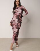 by swan Rochie Maro din plasă Maxi cu drapaj și crăpătură Valpuri