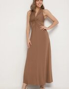 by swan Rochie Maro Evazată Fără Mâneci cu Vâscoză Decorată cu Drapaje Folenissa