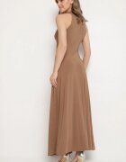 by swan Rochie Maro Evazată Fără Mâneci cu Vâscoză Decorată cu Drapaje Folenissa