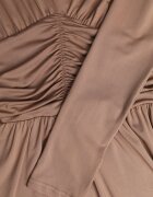 by swan Rochie Maro Încrețită Cambrată cu Vâscoză cu Decolteu în V și Mânecă Lungă Emirie