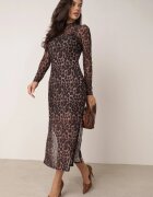 by swan Rochie Maro Mulată Din Plasa Cu Viscoză Cu Imprimeu Leopard Nalvessa