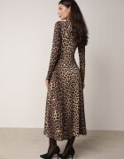 by swan Rochie Maro-Negru cu Semi-guler Cambrată cu Slit pe Lateral Sailea