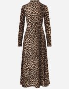 by swan Rochie Maro-Negru cu Semi-guler Cambrată cu Slit pe Lateral Sailea