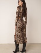 by swan Rochie Maro Taliată cu imprimeu leopard cu decupaje în talie și fentă la poale Larnnie