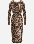 by swan Rochie Maro Taliată cu imprimeu leopard cu decupaje în talie și fentă la poale Larnnie
