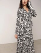 by swan Rochie Maxi Alb-Negru Taliată Petrecută cu Cordon din Material Ailrin