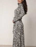 by swan Rochie Maxi Alb-Negru Taliată Petrecută cu Cordon din Material Ailrin