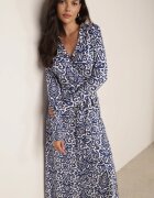by swan Rochie Maxi Albastru-Alb Cambrată Petrecută cu Cordon Textil Ailrin