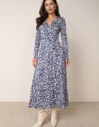 by swan Rochie Maxi Albastru-Alb Cambrată Petrecută cu Cordon Textil Ailrin